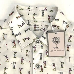 Golf Print Short Sleeve Shirt by AGE of WISDOM NWT, Men's size  S